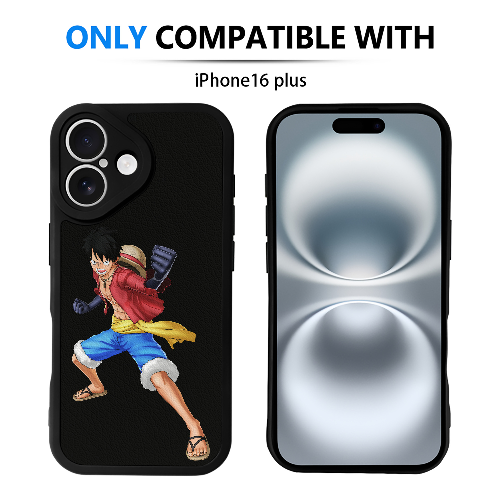 （画像用） ワンピース モンキー・D・ルフィ ONE PIECE Monkey D. Luffy 【iPhone 16シリーズ対応】シリコンスマホケース（レザー調） 材質：シリコン